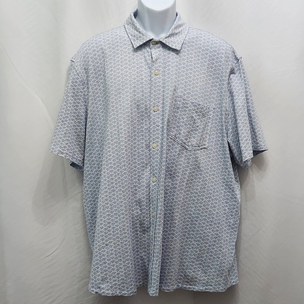 Tailor Vintage Knit Button Down Shirt Mens XXL 2XL Blue Printed Pocket X!01